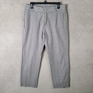 Fossil Pants Mens 32x34 (33x29) Gray Plaid Flat Front Chino‎ Trousers Cotton